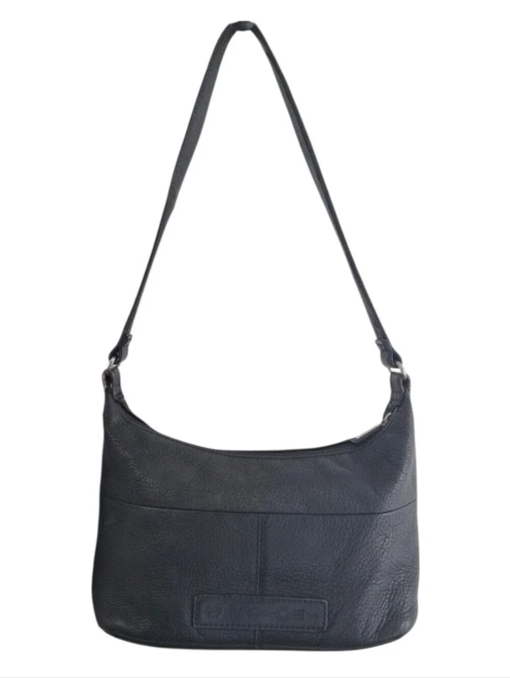 Vintage Fossil Black Pebbled Leather Slouchy Hobo Shoulder Bag Y2K